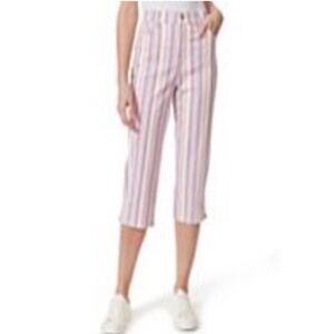 NWT Gloria Vanderbilt ribbon pink stripe Amanda Capris